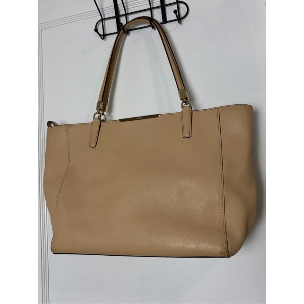 Coach Madison Tan Beige Leather Zip Top Tote Bag 29002